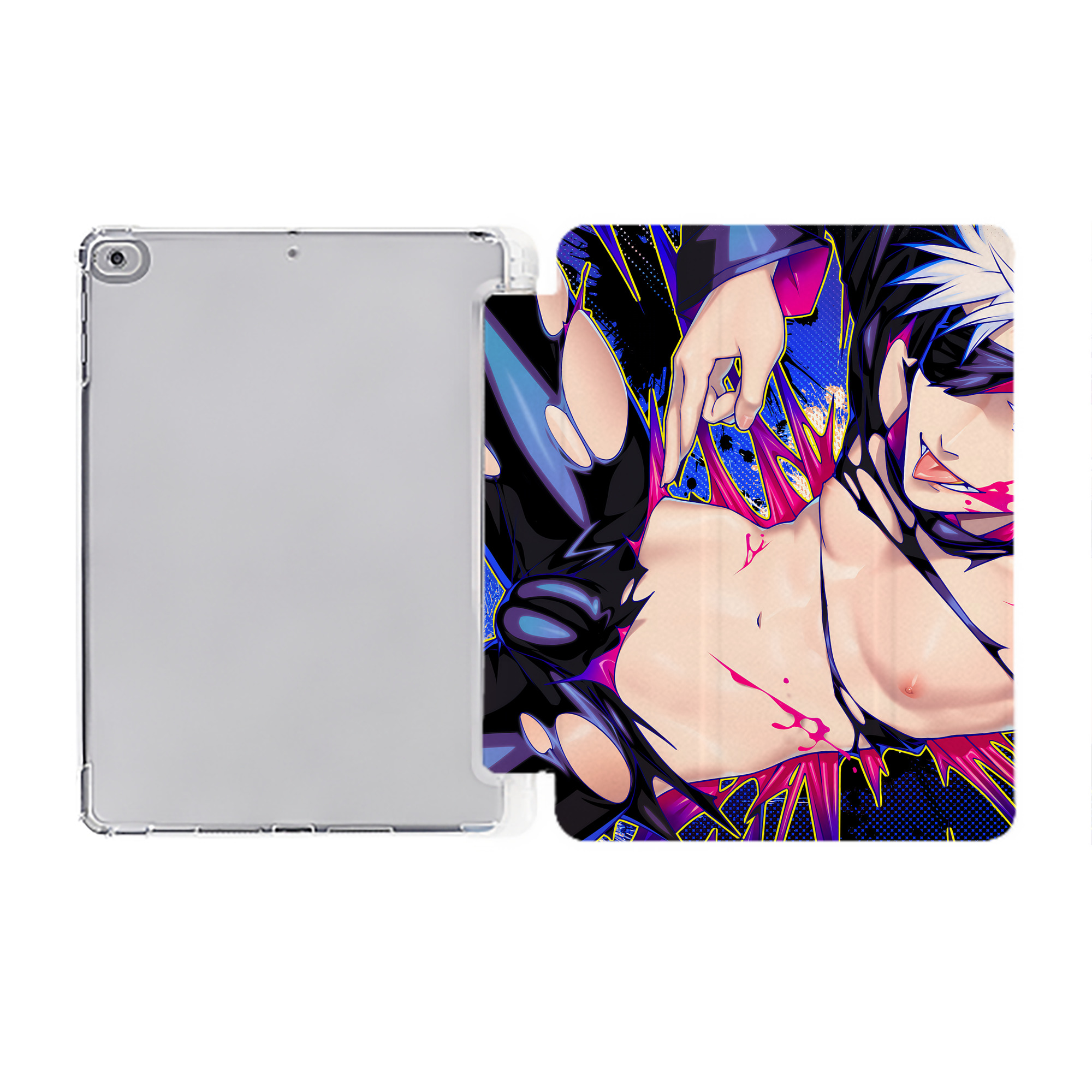 （画像用） 呪術廻戦 Jujutsu Kaisen IPad ケース ペン収納付き 三つ折りスタンド PUレザー×シリコン 対応機種9.5/10.5/10.9インチ